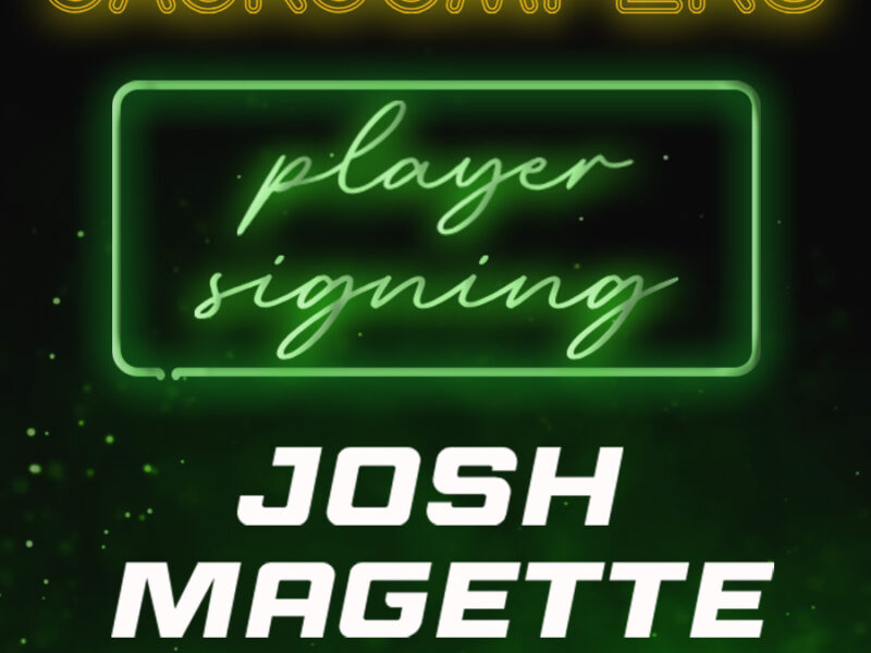 picuture of neion lights with text saying "JackJumpers players signing - Josh Magette"
